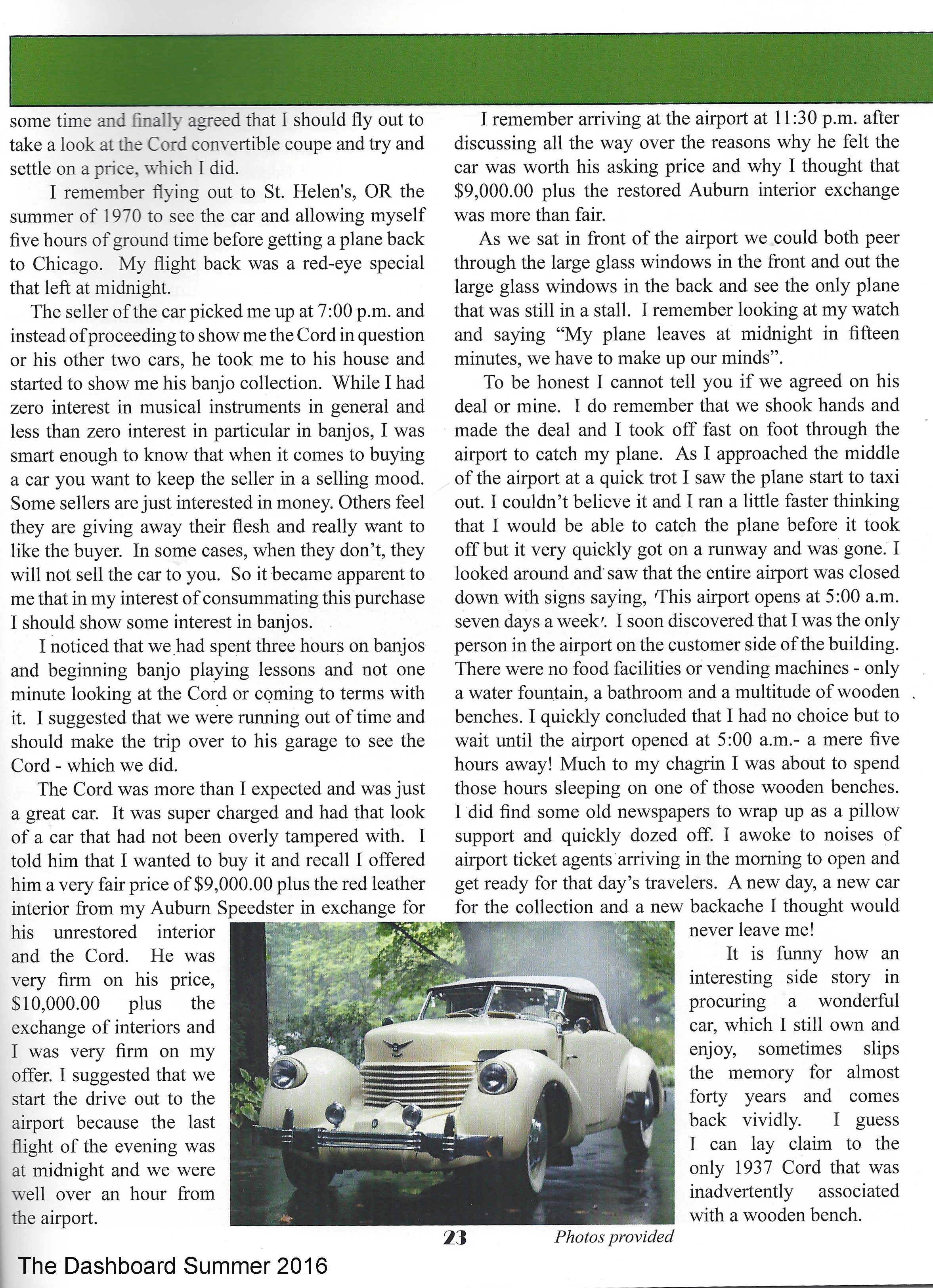 1937 cord article by Joe Bortz