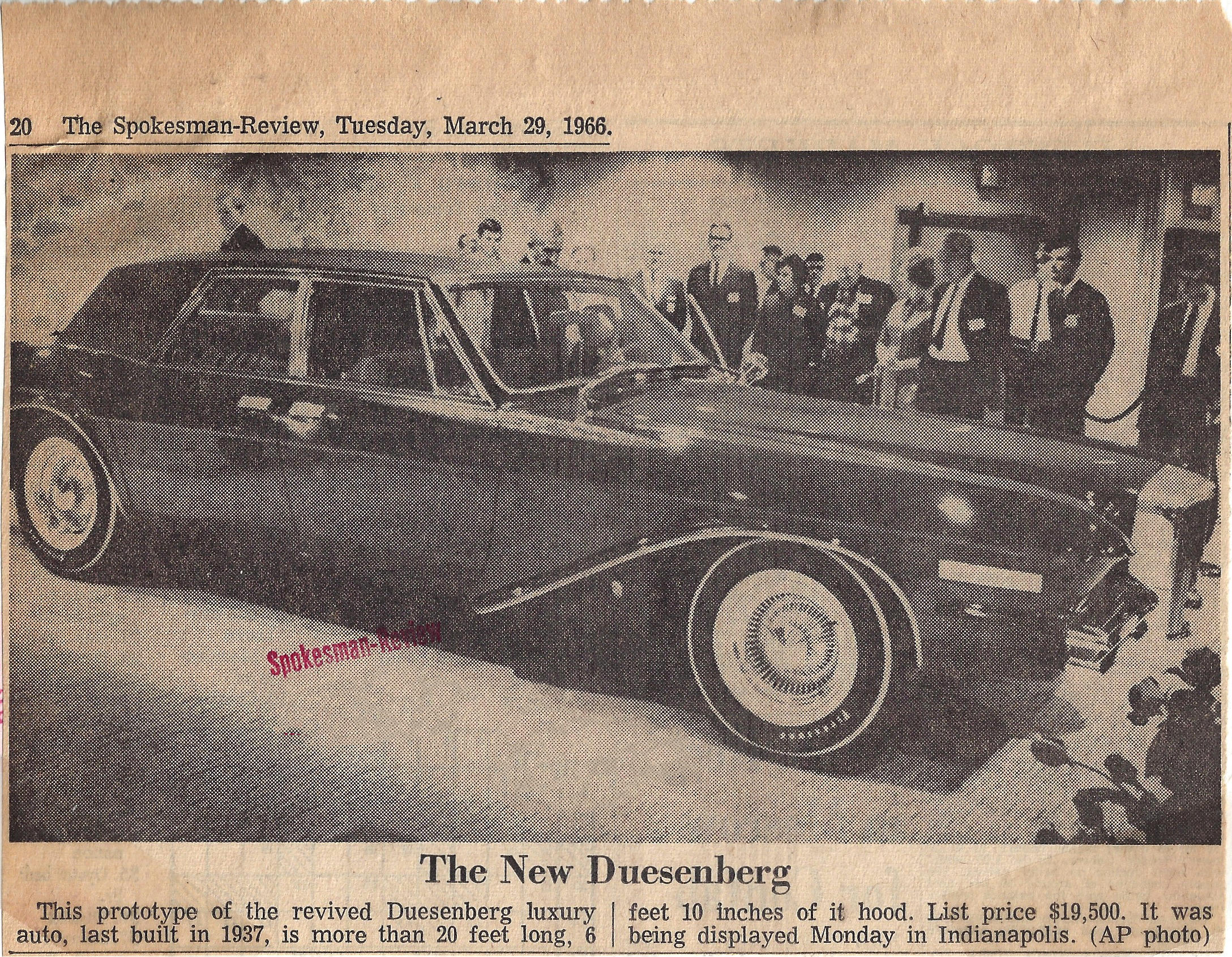 The New Duesenberg, The Spokesman-Review, March 29, 1966